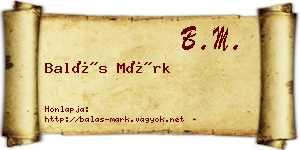 Balás Márk névjegykártya